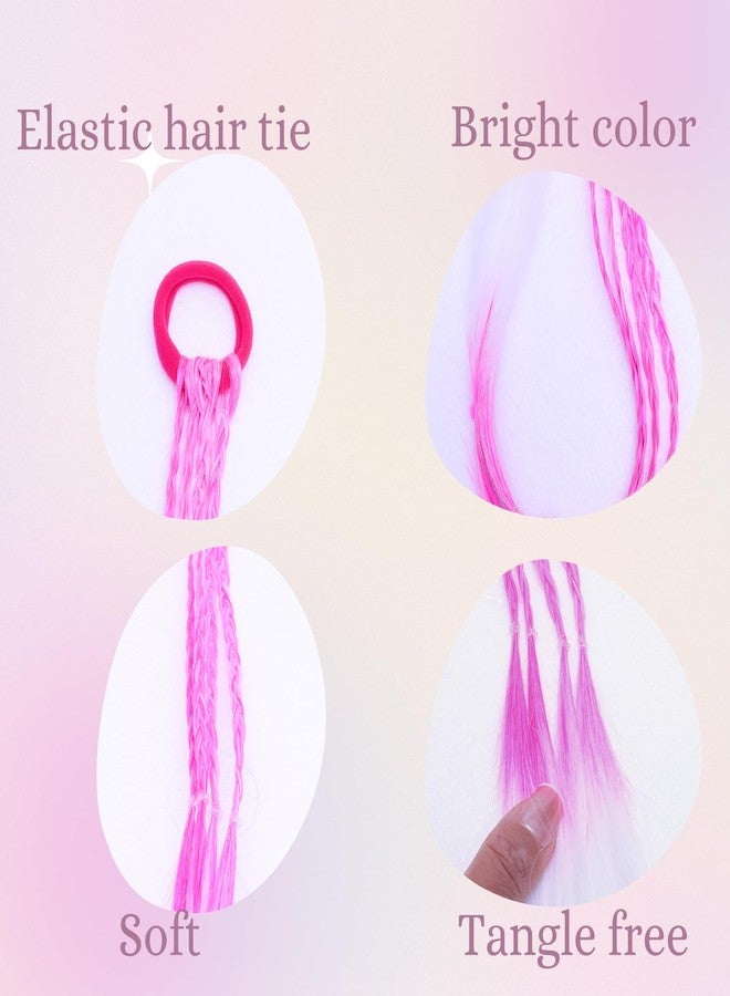 RJMBMUP 8 Pcs Thin Braided Hair Extensions for Girls - 4 Omber Colors Delicate Boho Braids Festival & Party Hair Accessories Hairpieces Ponytail with Rubber Bands - Image 3